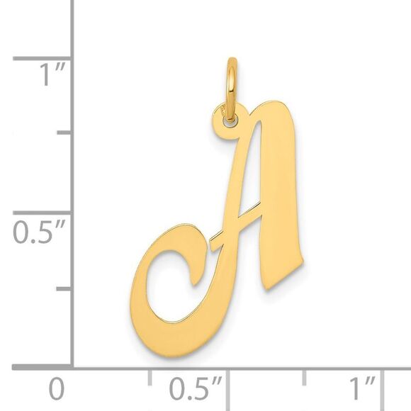 14k Yellow Gold, Ella Collection Medium Fancy Script Initial A Pendant - Picture 4 of 5